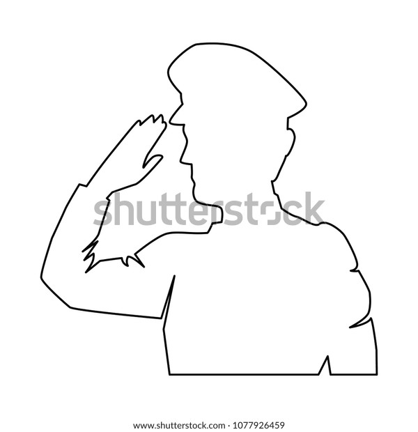 Silhouette Military Saluting Stock Vector (royalty Free) 1077926459 