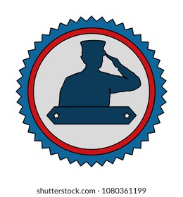 silhouette of military saluting with ribbon