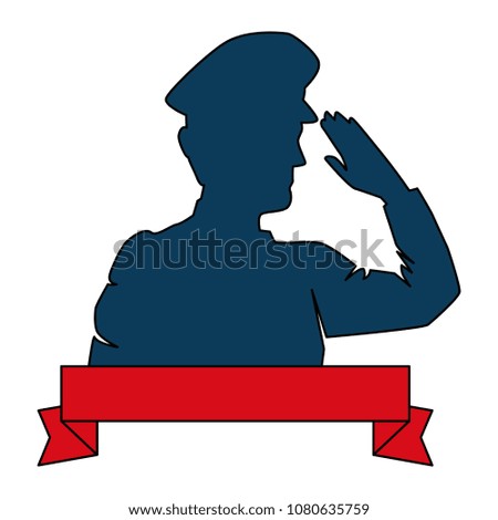 silhouette of military saluting with ribbon