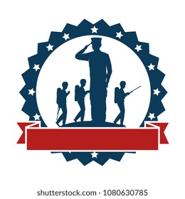 silhouette of military saluting with tropers