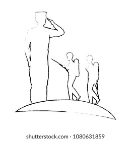 silhouette of military saluting with tropers