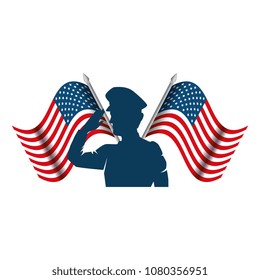 Silhouette Military Saluting Usa Flag Stock Vector (Royalty Free ...