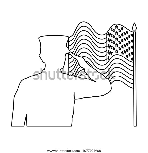 Silhouette Military Saluting Usa Flag Stock Vector (Royalty Free ...