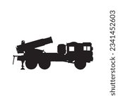 Silhouette Military vehicle isolated on a white background