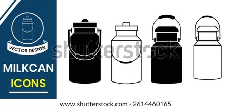 Silhouette of milk can icon, container symbol and sign, retro milk jug. Milk can icon vector design template on white background. Out line of milk can and bottle vector illustration.