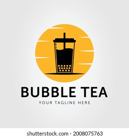 Silhouette Milk Ice Tea And Milkshake Logo Vector Illustration Design. One Cup Bubble And Milk Tea Ice Symbol For Shop