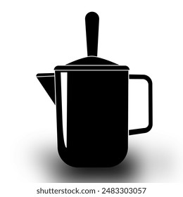 Silhouette eines Milchkännchens mit schwarz-weiß Illustration Stil Kaffeekännchen für einen Café-Shop.