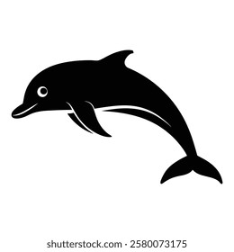 Silhouette minimalist Dolphin vector art illustration.