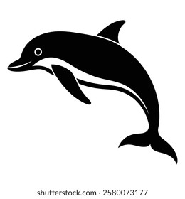 Silhouette minimalist Dolphin vector art illustration.