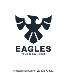 Silhouette Minimalist Eagle Logo Vector Icon Illustration