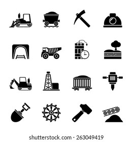 Silhouette Mining And Quarrying Industry Icons - Vector Icon Set