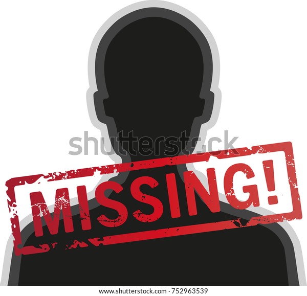 silhouette missing person with
stamp