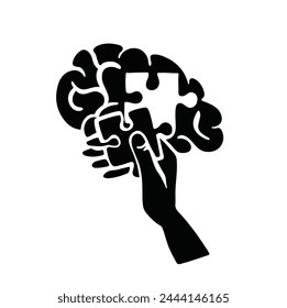 Silhouette missing piece puzzle of the mind vector illustration