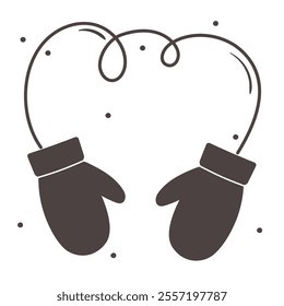 Silhouette mittens on a transparent background.