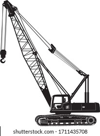 silhouette of mobile crane crawler heavy vehicles