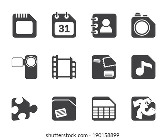 Silhouette Mobile Phone, Computer and Internet Icons - Vector Icon Set