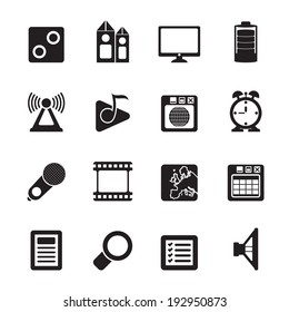 Silhouette Mobile phone  performance, internet and office icons - vector icon set 