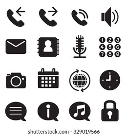 Silhouette mobile phone & smartphone application icons set