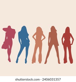 Silhouette of model Flat vector stock illustration. Young people actor concept illustration