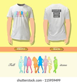 Silhouette model on a shirt. Vector design.