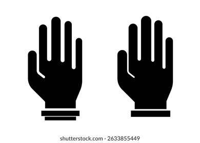 Silhouette model palm people. Drawn in black. Raised fist - symbol of victory, strength, power and solidarity flat vector icon for apps and websites. Raised Hand Up line icon, Vector volunteer sign. 