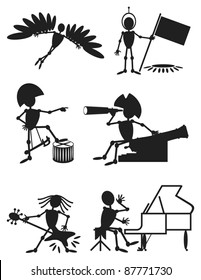 Silhouette models peoples 2, gray scale, vector
