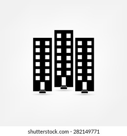 Silhouette modern buildings, business center on a light background