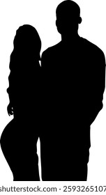 silhouette of a Modern Couple Standing Side by Side