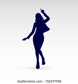 Silhouette of a Modern Dancer Poses in Front of the Gray Background for Design