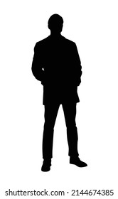 Silhouette of Modern Man in Autumn Coat. People and lifestyle concept