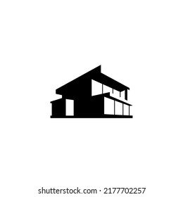 silhouette of a modern minimalis house