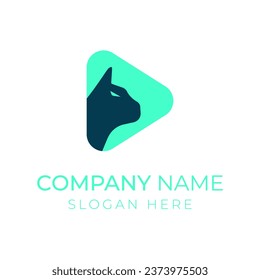 silhouette modern minimalist animal cat or dog head logo design, animal logo 