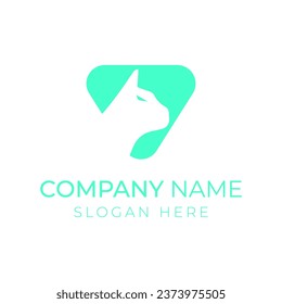 silhouette modern minimalist animal cat or dog head logo design, animal logo 