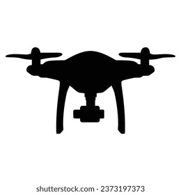 Silhouette of modern quadcopter on white background