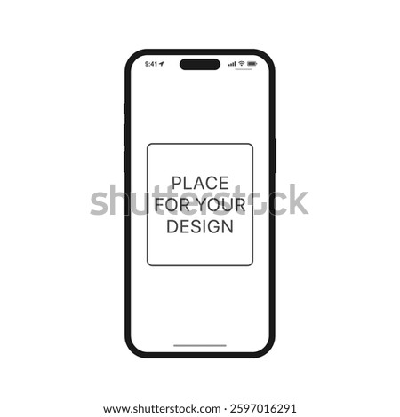 Silhouette of modern smartphone with space for content isolated on white background