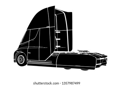 silhouette modern truck vector