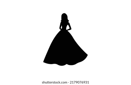 Silhouette of modern wedding dress .this icon uses for web   designee.