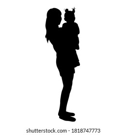 silhouette of mom and daughter