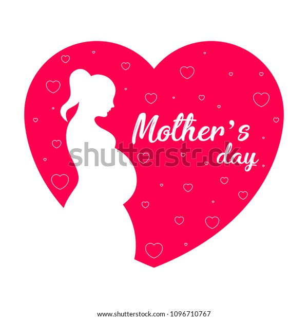 Silhouette Mom Heart Mother Day Stock Vector (Royalty Free) 1096710767