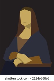 A silhouette of a Mona Lisa. Isolated vector Illustration. Creative modern vector portrait on black background.