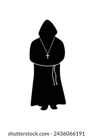 Silhouette of a Monk. Belief and religious people concept vector