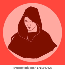 Silhouette of a monk. Religion. Vector Illustration.
