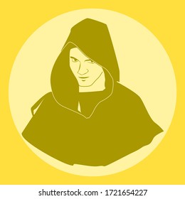 Silhouette of a monk. Religion. Vector Illustration.
