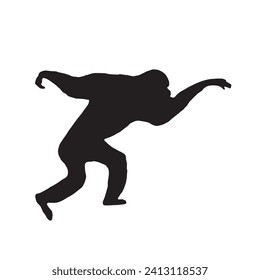 Silhouette of a monkey. Black monkey silhouette on white background