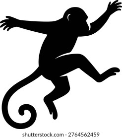 Silhouette monkey climbing chimpanzee ape wildlife primate animal Vector illustration