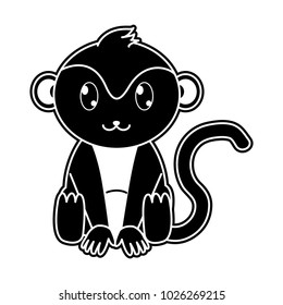 silhouette monkey cute wild animal character