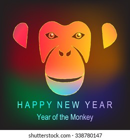 Silhouette, monkey head. 
