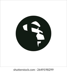 silhouette of a monkey head in black circle logo vector