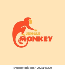 Silhouette monkey logo vector illustration logo design. Jungle monkey minimalist logo