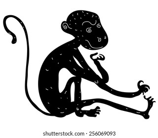 silhouette of a monkey in the ornamental style